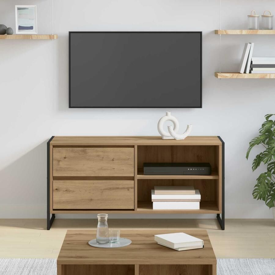 VidaXL TV-kast Ambachtelijk eiken 100 x 36 x 49 5 cm Bewerkt hout