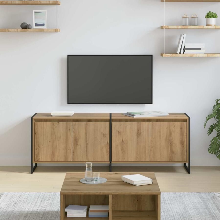 VidaXL TV-kast Ambachtelijk eiken 140 x 36 x 49.5 cm Bewerkt hout