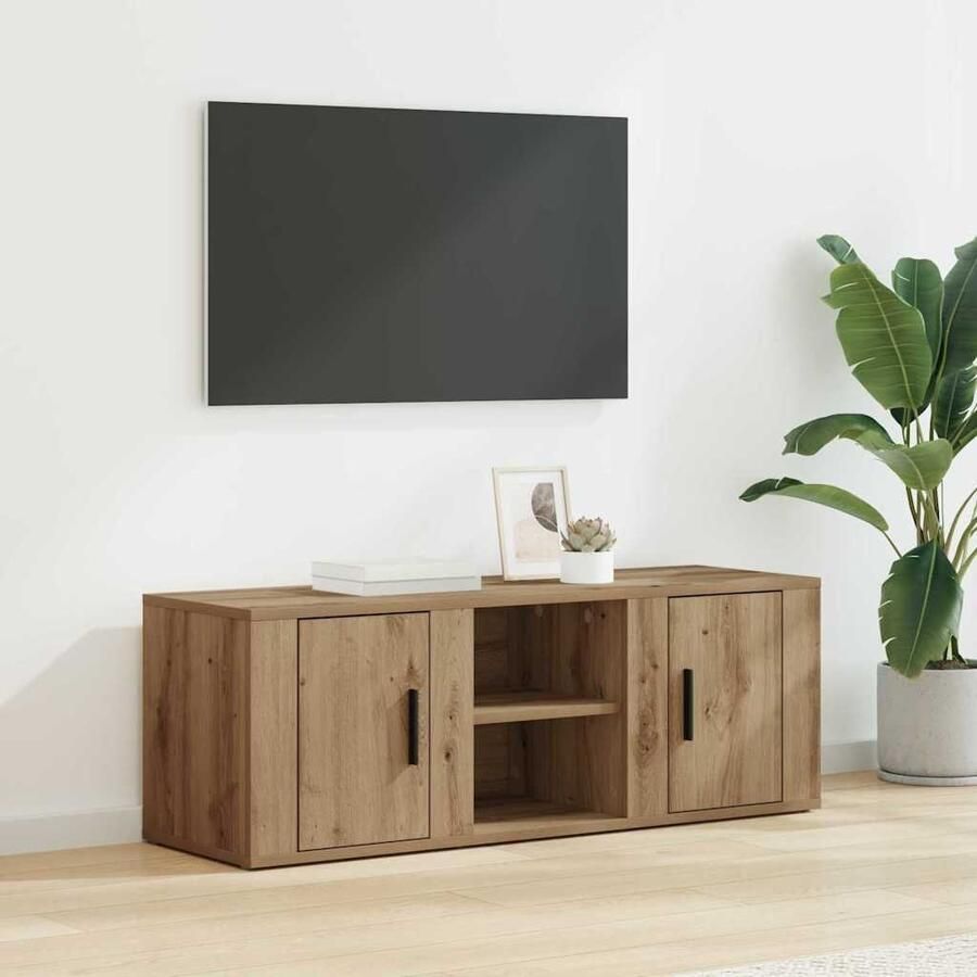 VidaXL TV-kast Artisan Eiken 100 x 31 5 x 35 cm Bewerkt hout