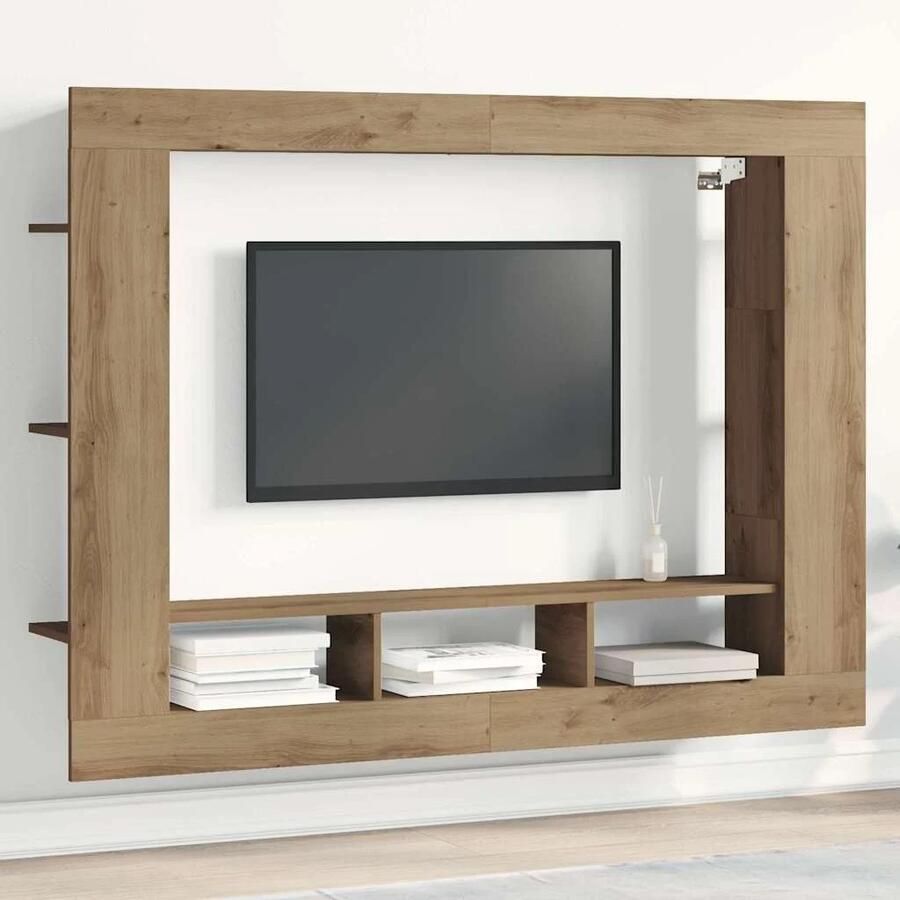VidaXL TV-kast artisanaal eikenkleurig 152 x 22 x 113 cm Bewerkt hout