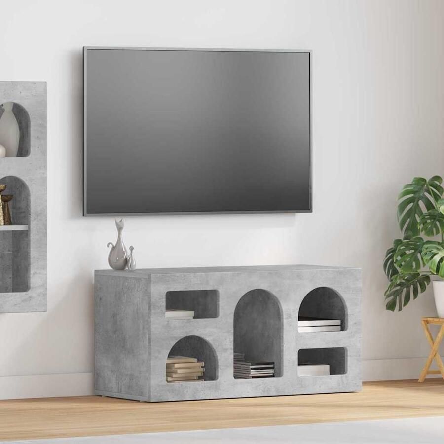 VidaXL TV-kast Beton Grijs 80 x 35 x 40 cm Bewerkt hout