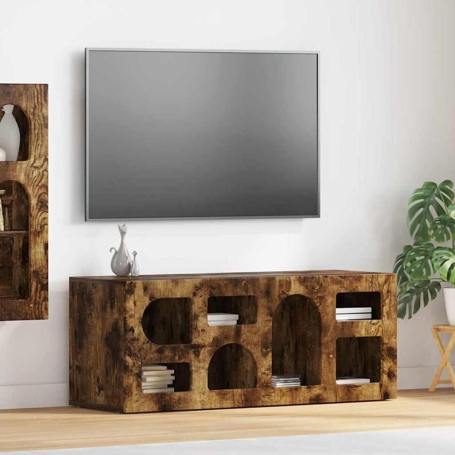 VidaXL TV-kast Gerookt eiken 100 x 35 x 40 cm Bewerkt hout