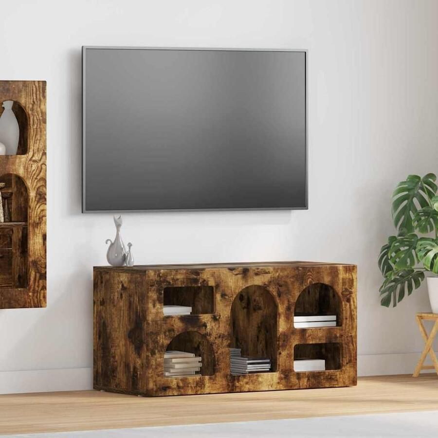 VidaXL TV-kast Gerookt eiken 80 x 35 x 40 cm Bewerkt hout