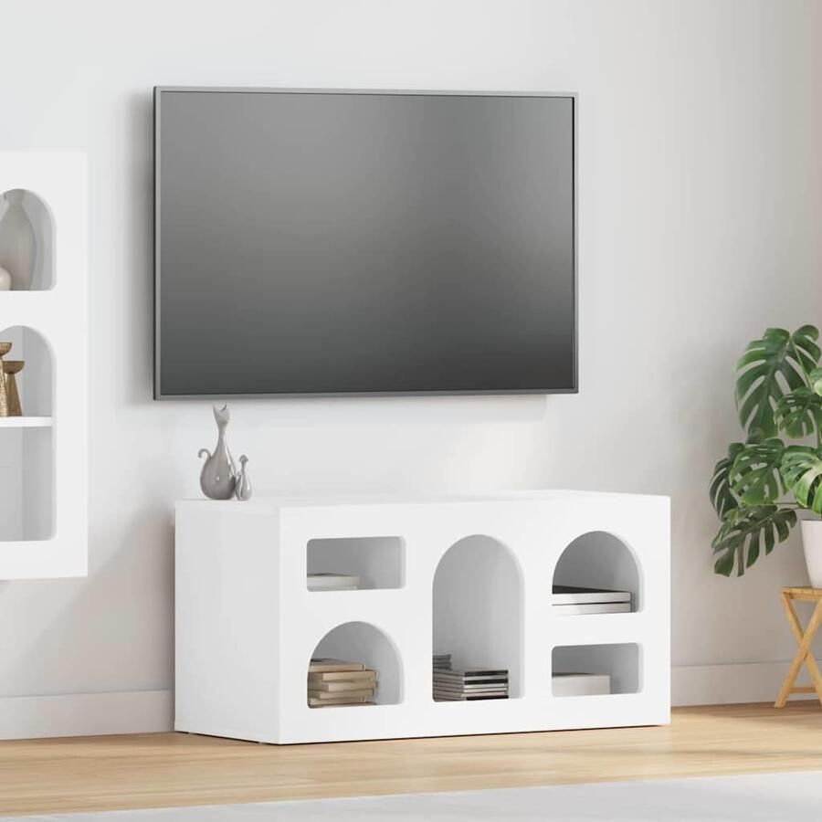 VidaXL TV-kast Hoogglans wit 80 x 35 x 40 cm Bewerkt hout