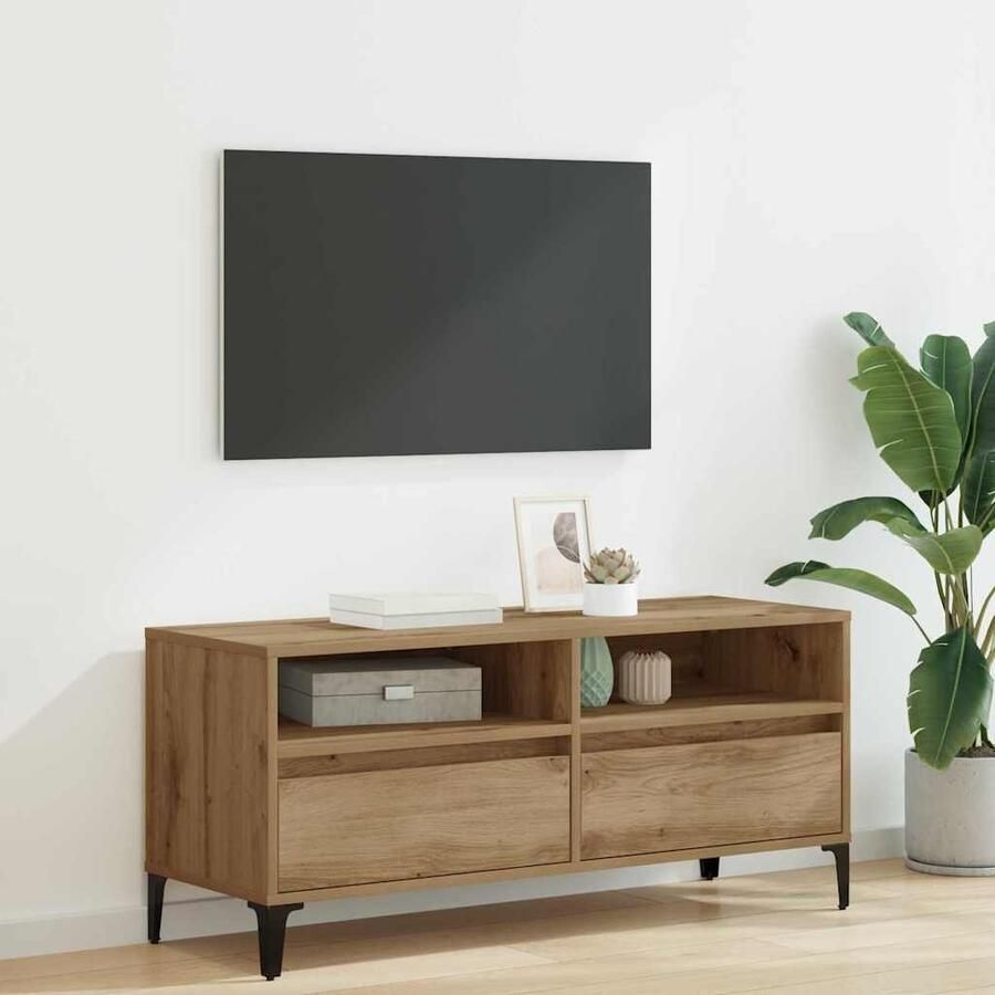 VidaXL TV-kast met lade Artisan Eiken 100 x 34 5 x 44 5 cm