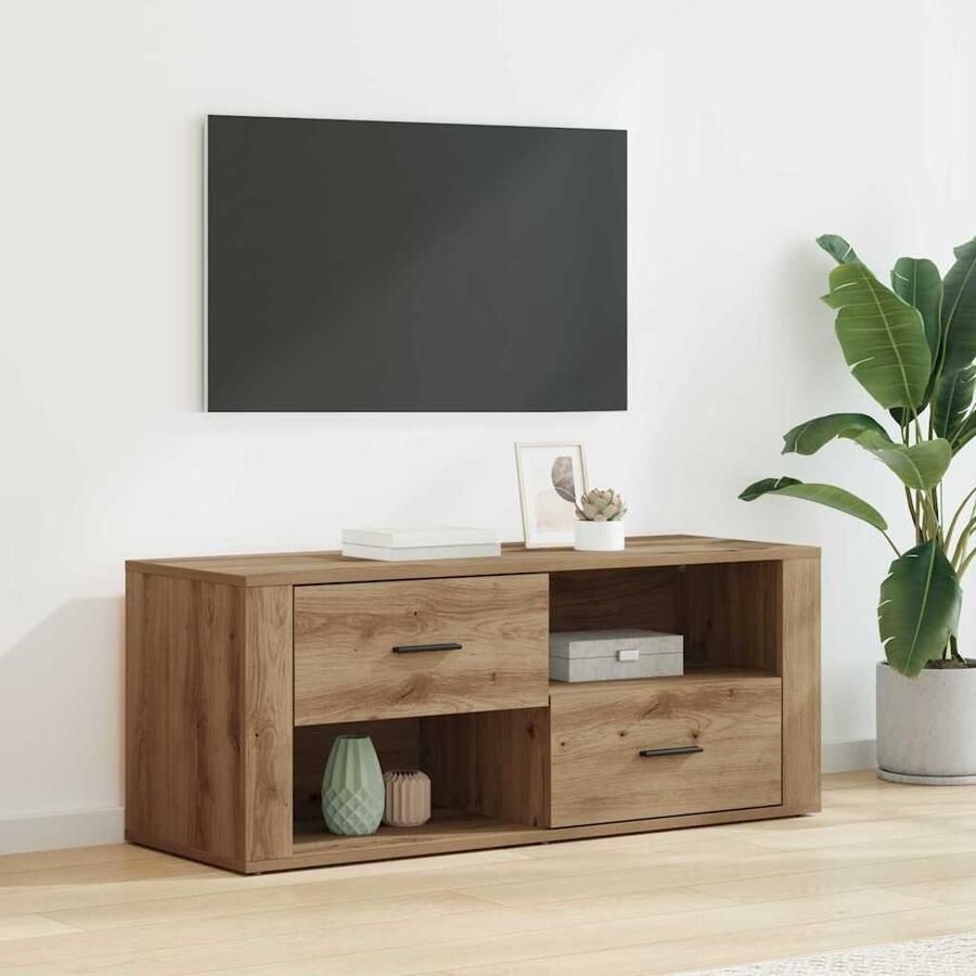 VidaXL TV-kast met lade Artisan Eiken 100 x 35 x 40 cm Bewerkt hout
