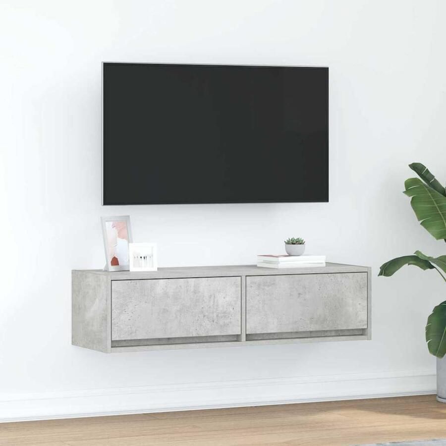 VidaXL TV-kast met lade Betongrijs 100 x 31 x 25 5 cm Bewerkt hout