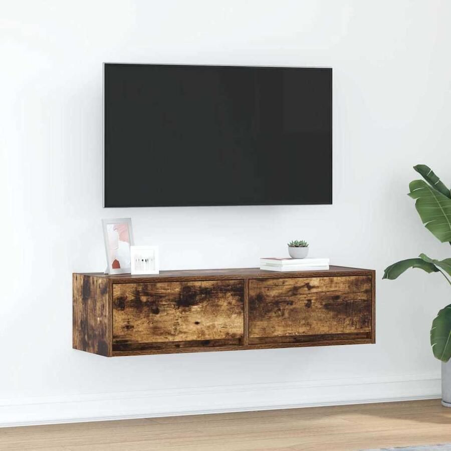 VidaXL TV-kast met lade Gerookt eiken 100 x 31 x 25 5 cm Bewerkt hout
