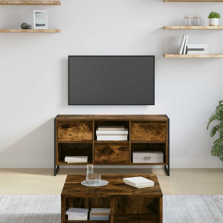 VidaXL TV-kast met lade Rook Eik 100 x 36 x 49 5 cm Bewerkt hout