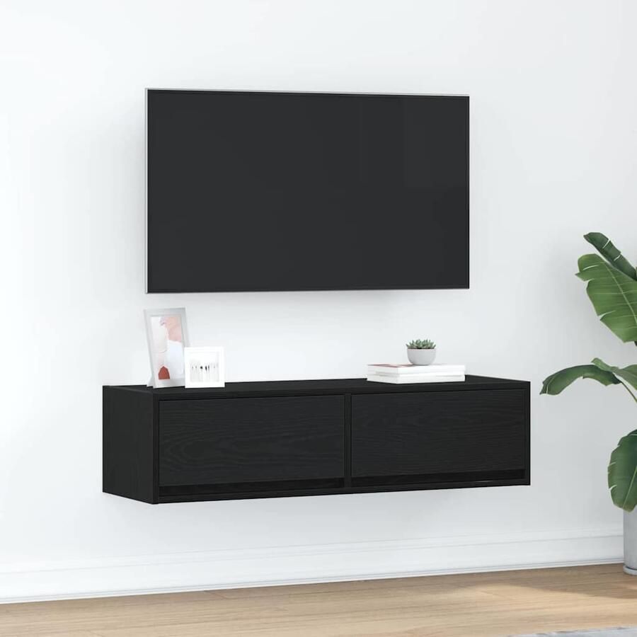 VidaXL TV-kast met lade Zwart eiken 100 x 31 x 25 5 cm Bewerkt hout