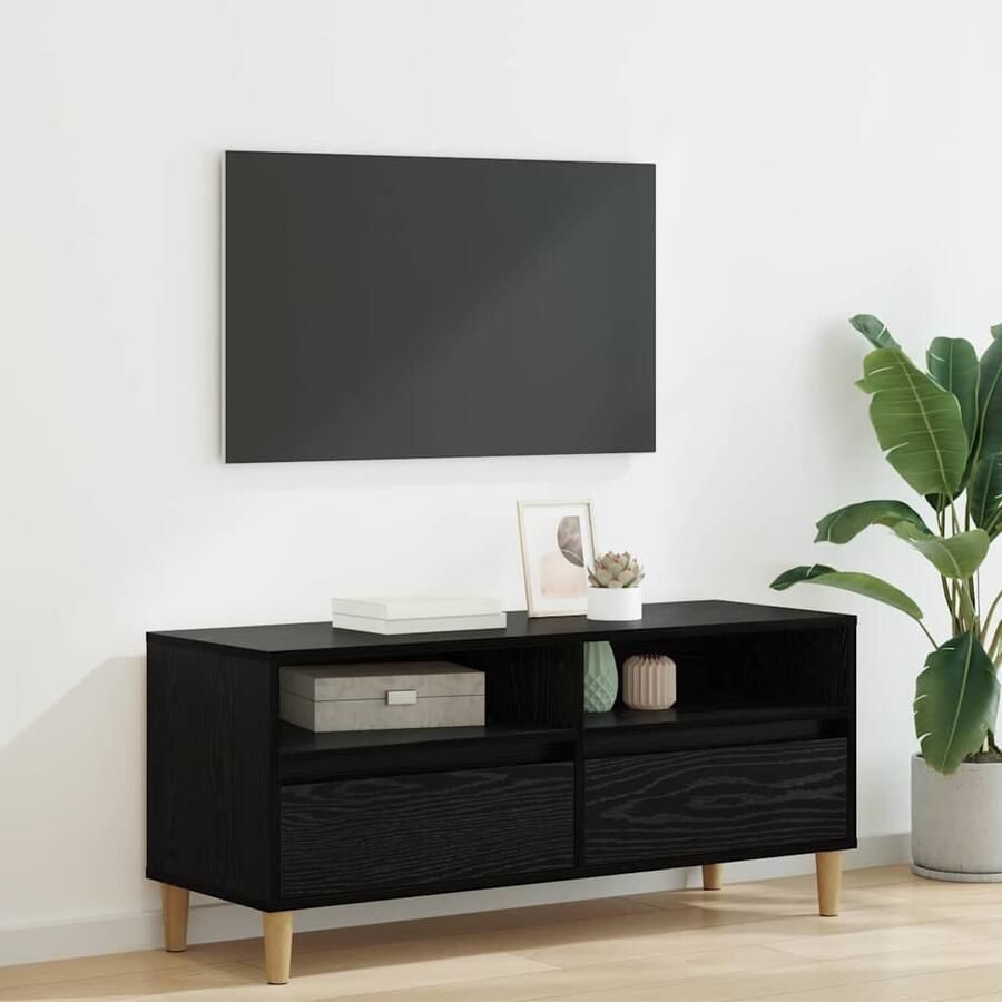 VidaXL TV-kast met lade Zwart Eiken 100 x 34 5 x 44 5 cm Bewerkt hout