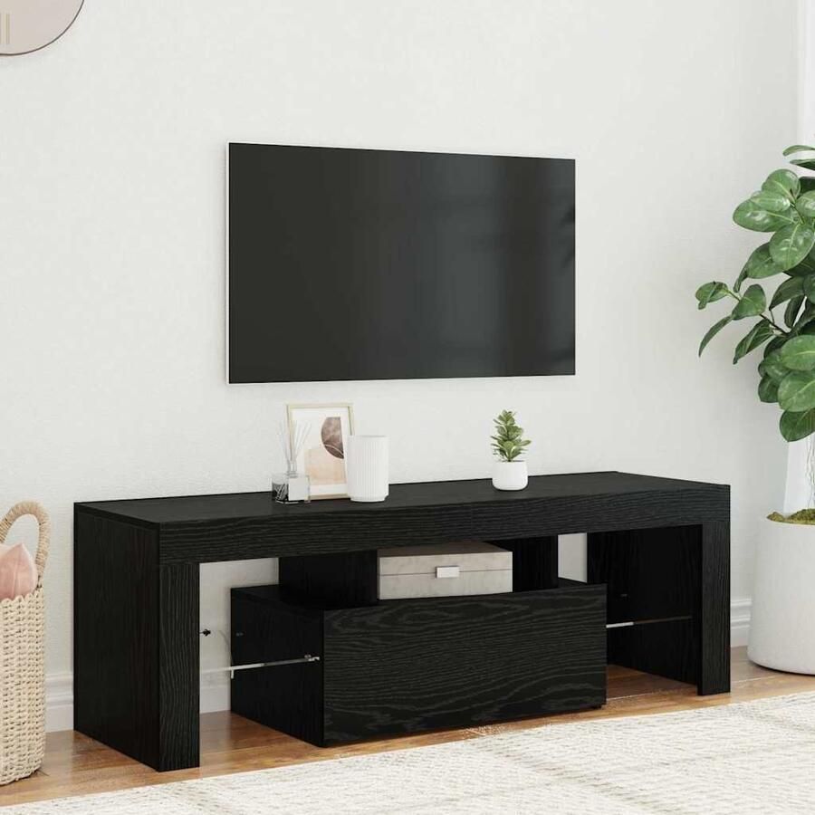 VidaXL TV-kast met lade Zwart Eiken 120 x 35 x 40 cm Bewerkt hout