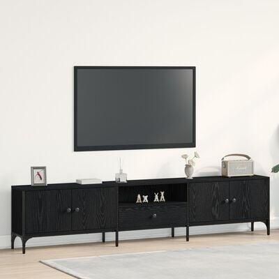 VidaXL TV-kast met lade Zwart eiken 200 x 25 x 44 cm Bewerkt hout