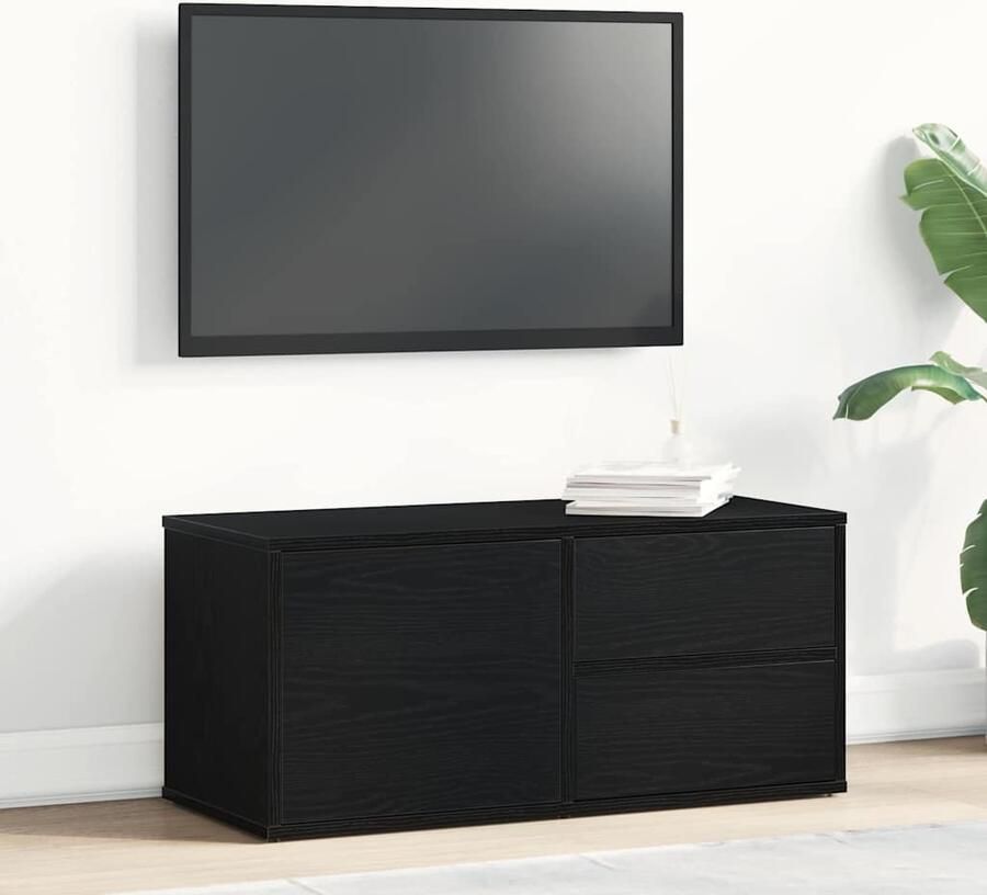 VidaXL TV-kast met lade Zwart Eiken 80 x 34 x 36 cm Bewerkt hout