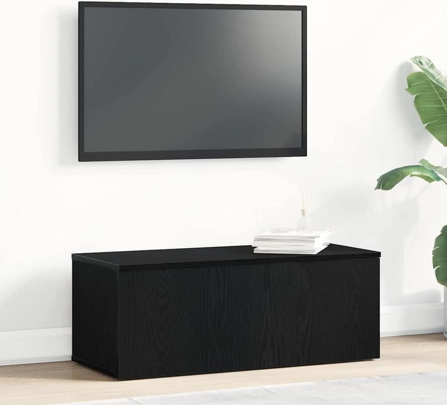 VidaXL TV-kast met lade Zwart Eiken 80x34x30 cm Bewerkt hout
