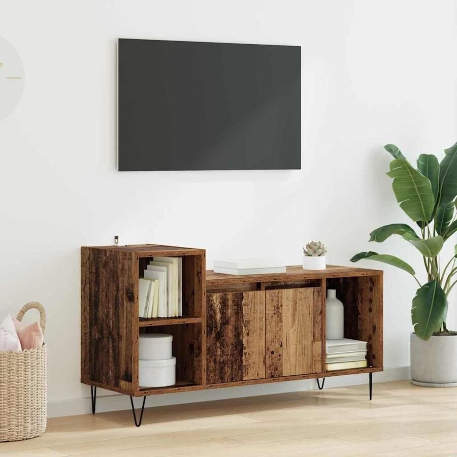 VidaXL TV-kast Oud Hout 100 x 35 x 55 cm Bewerkt hout