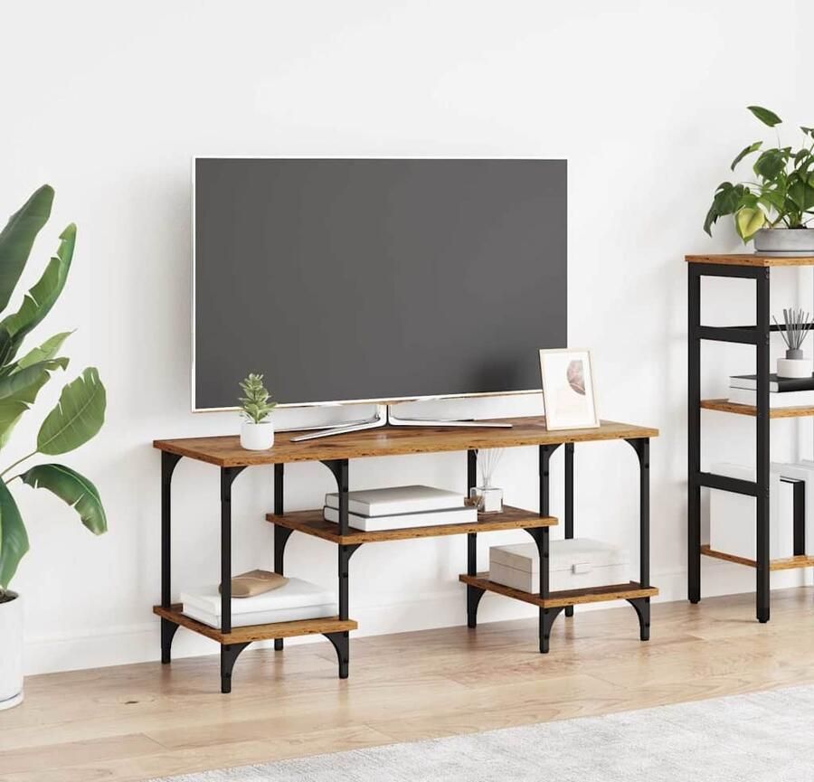 VidaXL TV-kast Oud Hout 102 x 35 x 45 5 cm Gemonteerd hout en ijzer