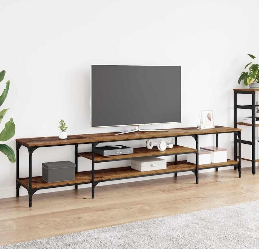 VidaXL TV-kast Oud Hout 201 x 35 x 45 cm Gemonteerd hout en ijzer