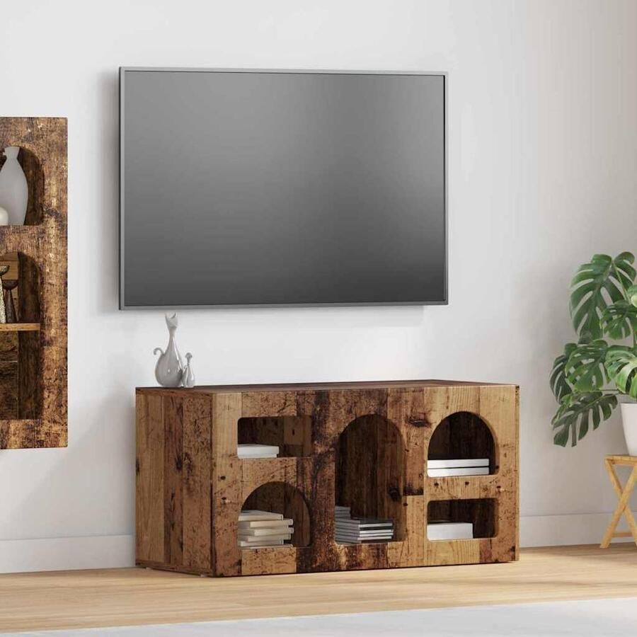 VidaXL TV-kast Oudhout 80 x 35 x 40 cm Bewerkt hout