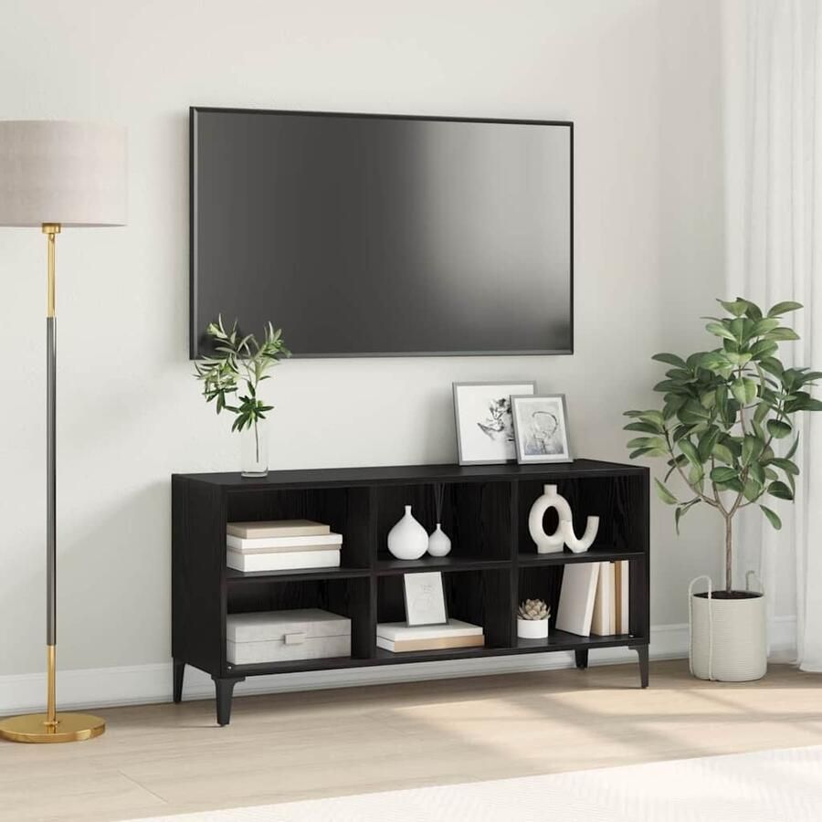 VidaXL Tv-meubelset Zwart 69 5 x 30 x 50 cm Bewerkt hout