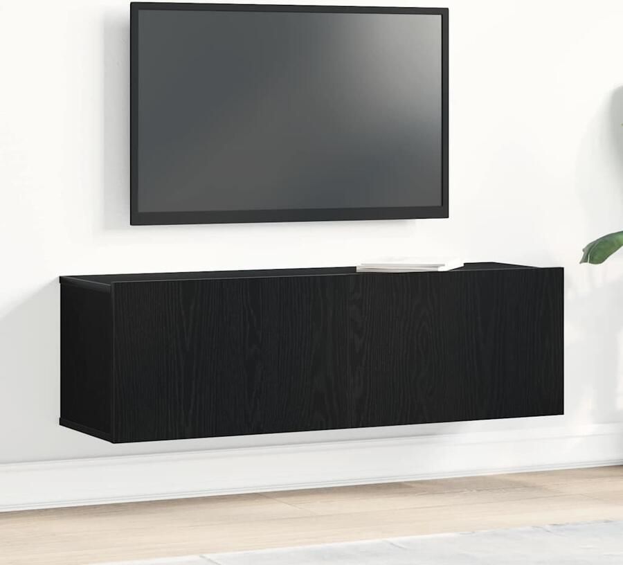 VidaXL TV-kast Zwart Eiken 100 x 30 x 30 cm Bewerkt hout