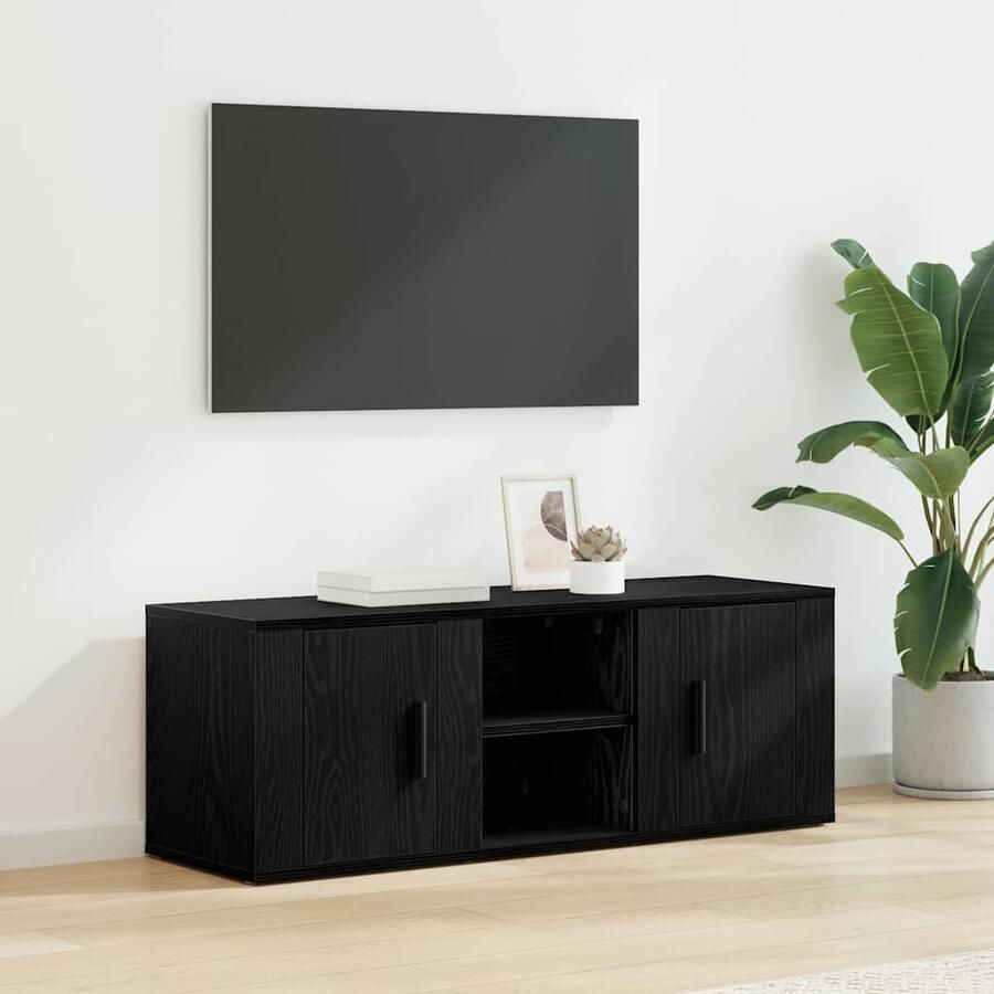 VidaXL TV-kast Zwart Eiken 100 x 31 5 x 35 cm Bewerkt hout