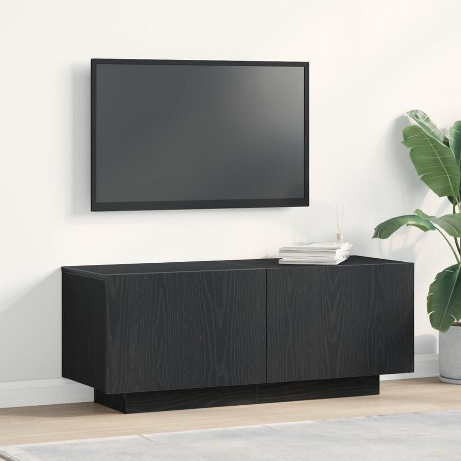VidaXL TV-kast Zwart Eiken 100 x 35 x 40 cm Bewerkt hout