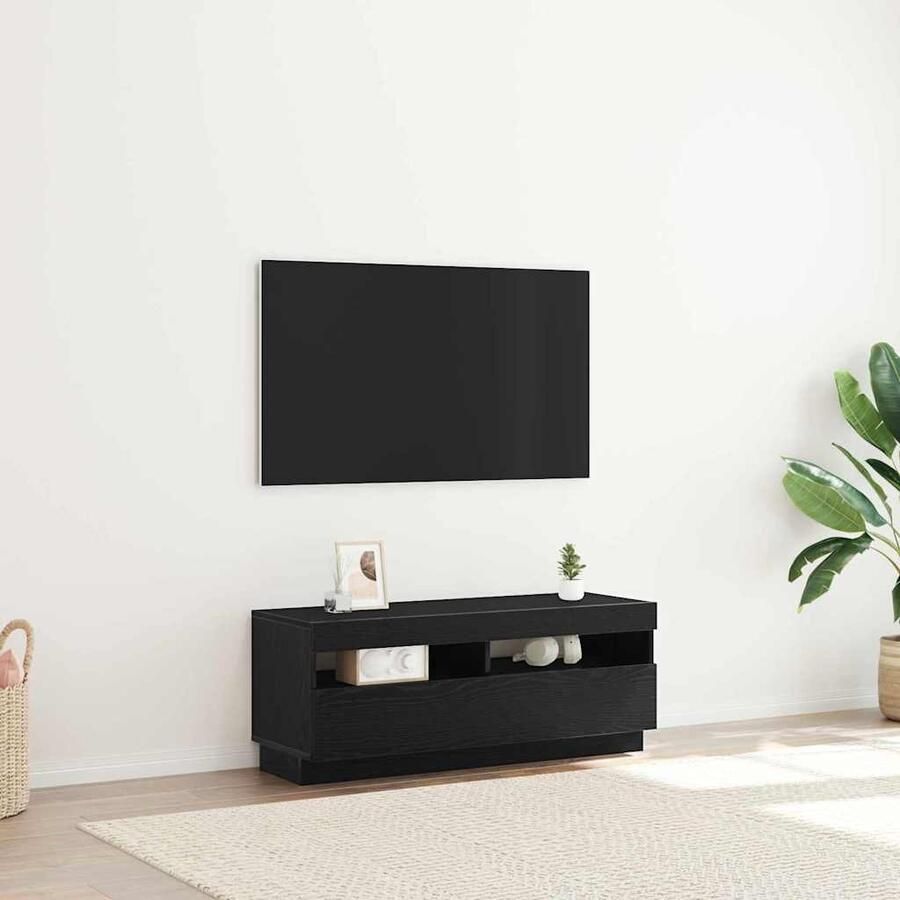 VidaXL TV-kast Zwart Eiken 100 x 35 x 40 cm Bewerkt hout