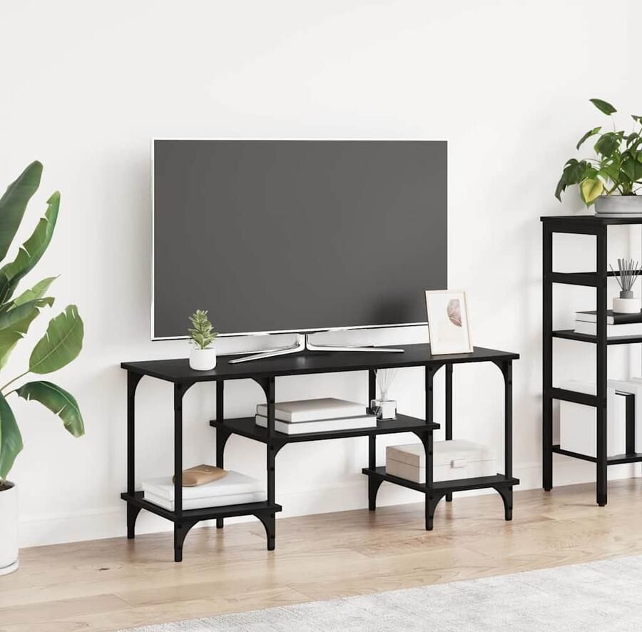 VidaXL TV-kast Zwart Eiken 102 x 35 x 45 5 cm Gemonteerd hout en ijzer