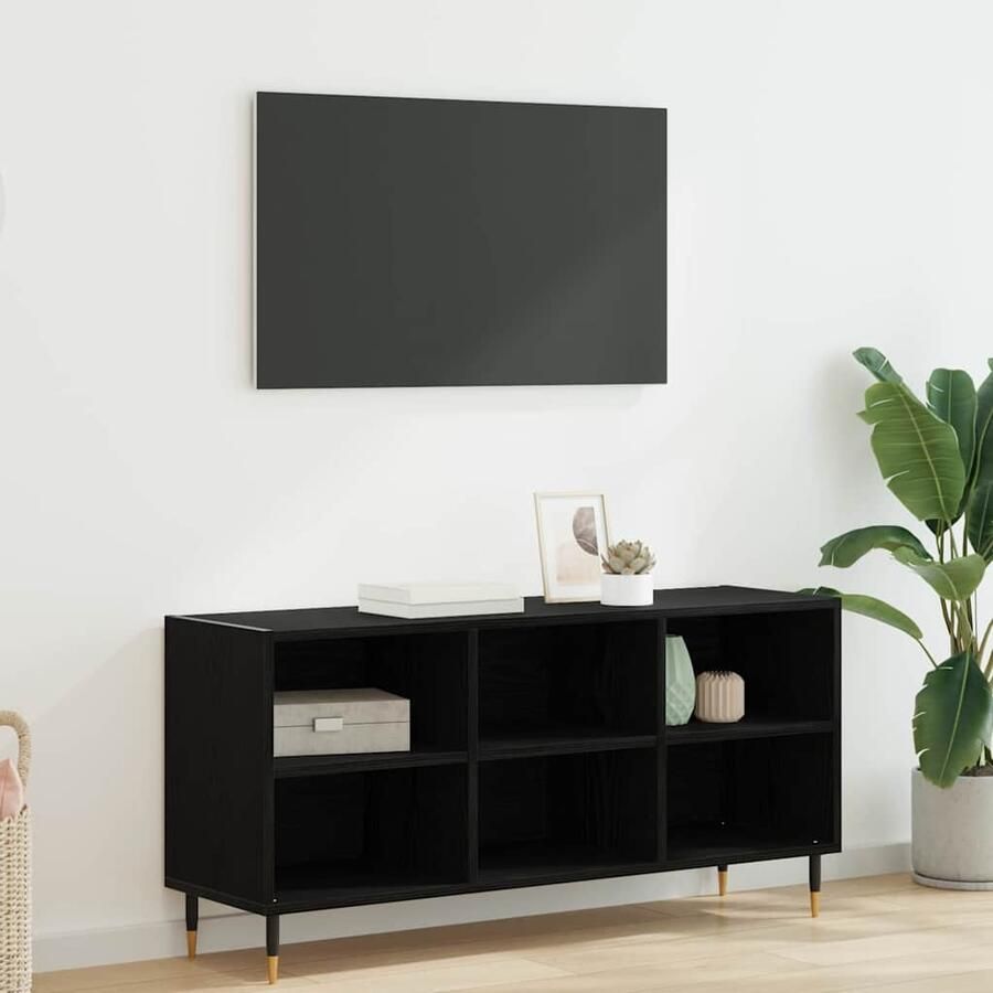 VidaXL TV-kast Zwart Eiken 103 5 x 30 x 50 cm Bewerkt hout