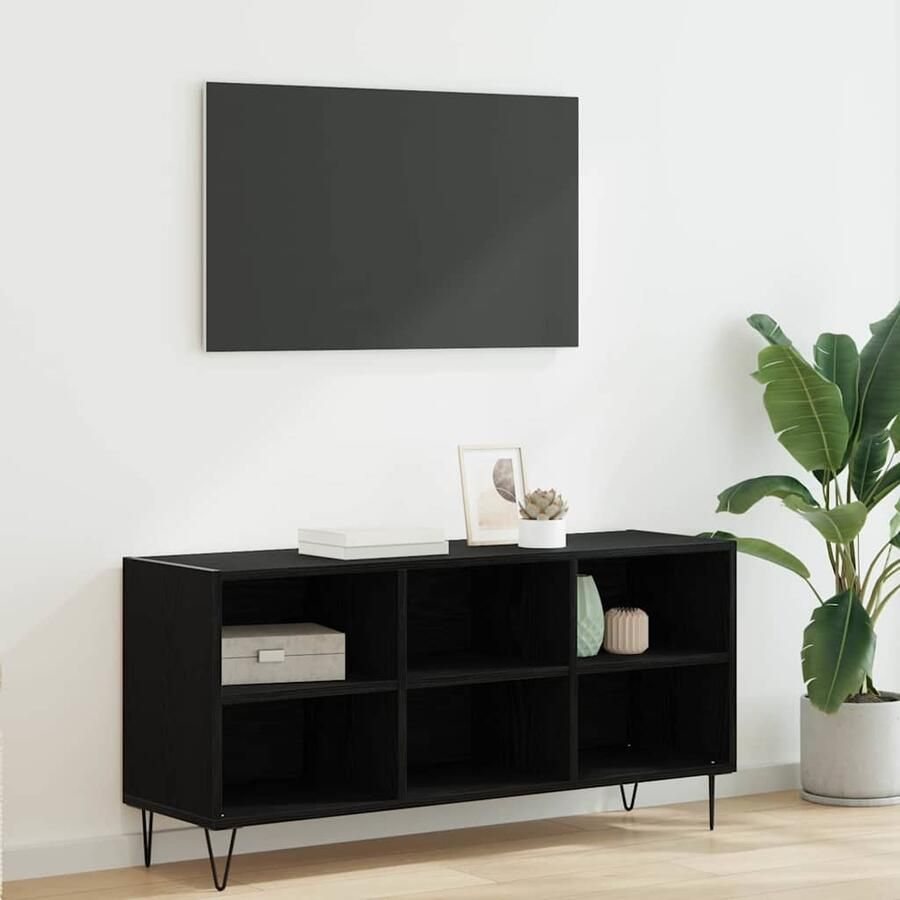VidaXL TV-kast Zwart Eiken 103 5 x 30 x 50 cm Bewerkt hout