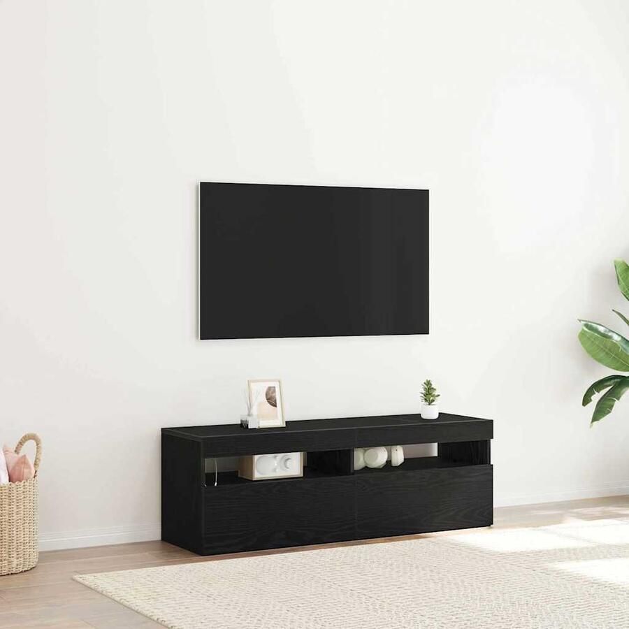 VidaXL TV-kast Zwart Eiken 120 x 35 x 40 cm Bewerkt hout