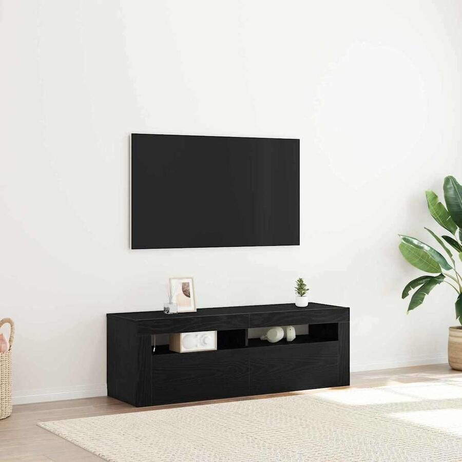 VidaXL TV-kast Zwart Eiken 120 x 35 x 40 cm Bewerkt hout