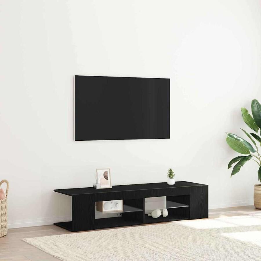 VidaXL TV-kast Zwart Eiken 135 x 39 x 30 cm Bewerkt hout