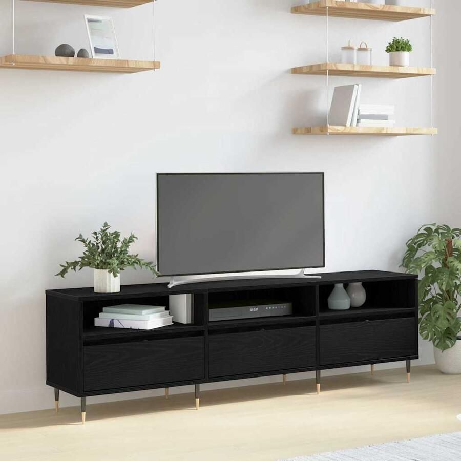 VidaXL TV-kast Zwart Eiken 150 x 30 x 45 cm Bewerkt hout