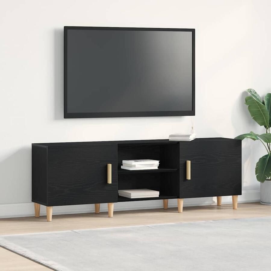 VidaXL TV-kast Zwart Eiken 150 x 30 x 50 cm Bewerkt hout