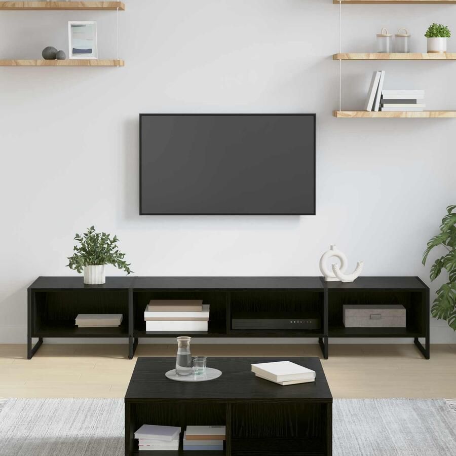 VidaXL TV-kast Zwart Eiken 170 5 x 36 x 30 5 cm Bewerkt hout