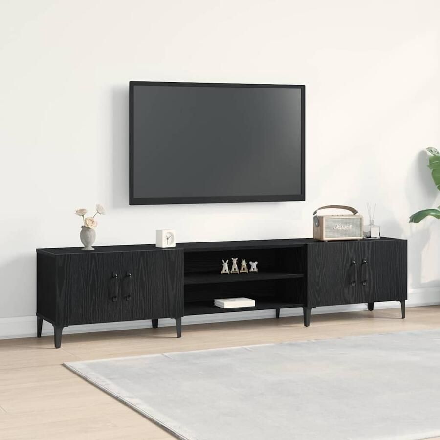 VidaXL TV-kast Zwart Eiken 180 x 31 5 x 40 cm Bewerkt hout