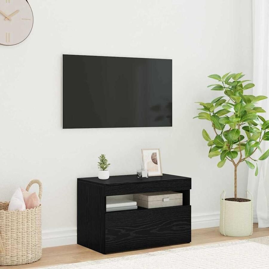 VidaXL TV-kast Zwart Eiken 60 x 35 x 40 cm Bewerkt hout