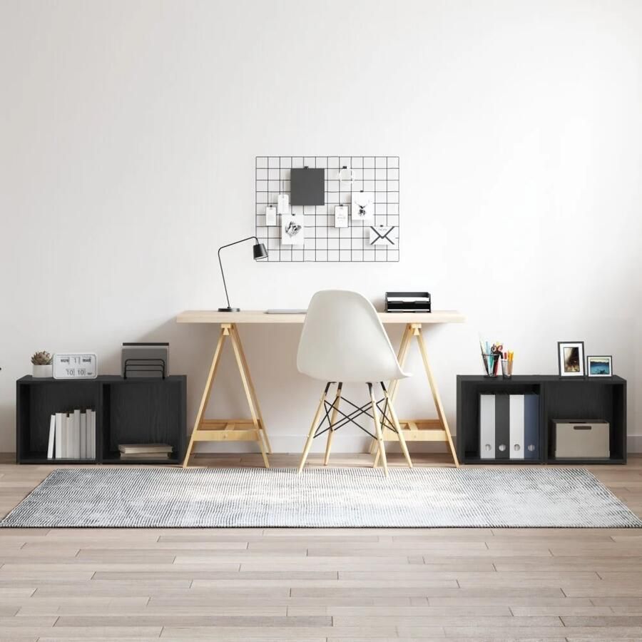 VidaXL Tv-meubelset 4 pcs Zwart 37 x 35 x 37 5 cm Bewerkt hout