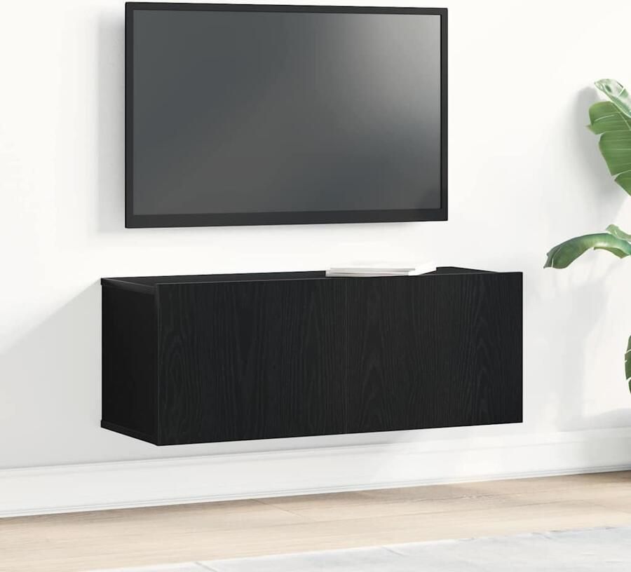 VidaXL TV-kasten Zwart eiken 80 x 30 x 30 cm Bewerkt hout