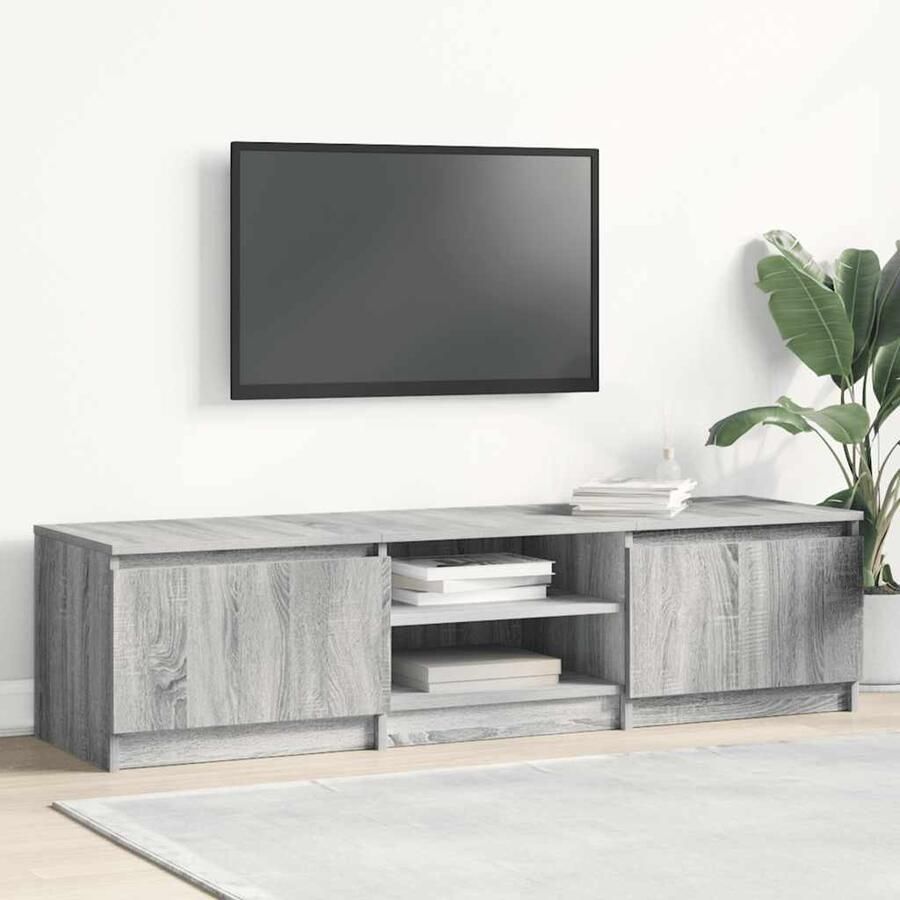 VidaXL Tv-meubel 140x40x35 5 cm bewerkt hout grijs sonoma eikenkleurig