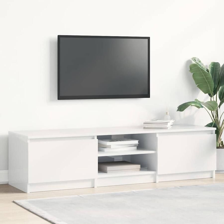 VidaXL Tv-meubel 140x40x35 5 cm bewerkt hout hoogglans wit