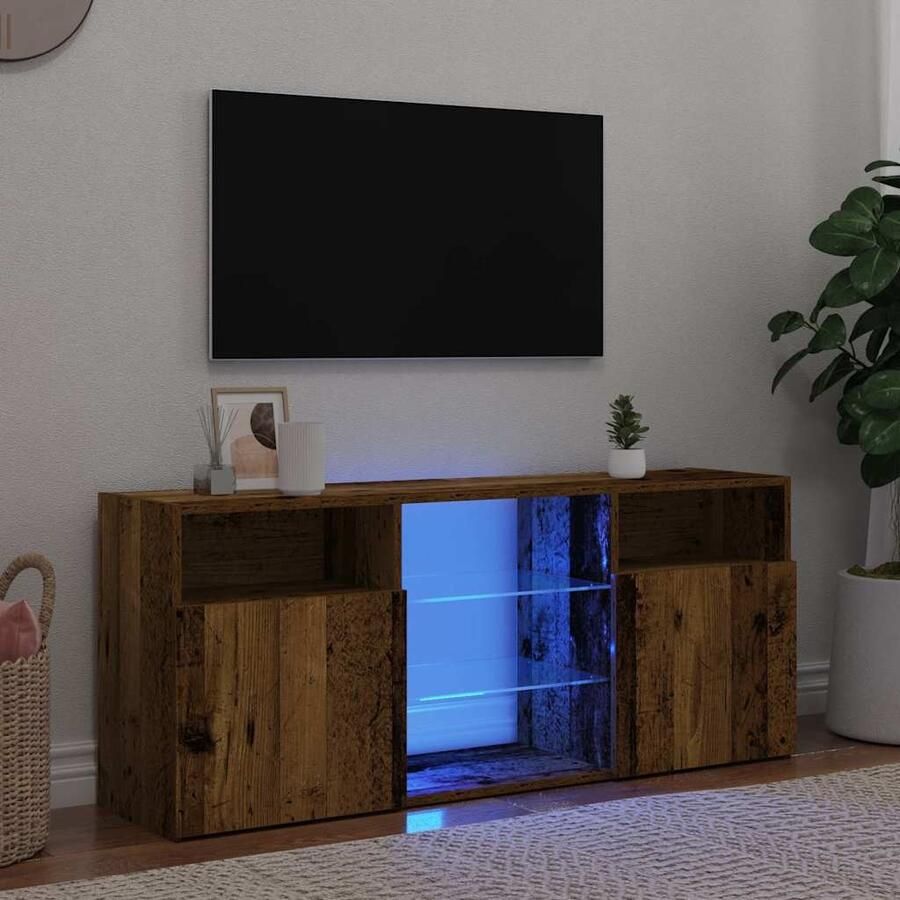 VidaXL Tv-meubel met LED 120x30x50 cm bewerkt hout oud hout