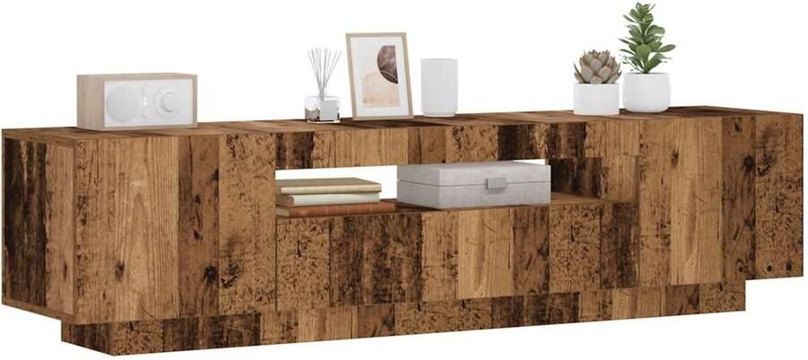 VidaXL Tv-meubel met LED 160x35x40 cm bewerkt hout oud hout