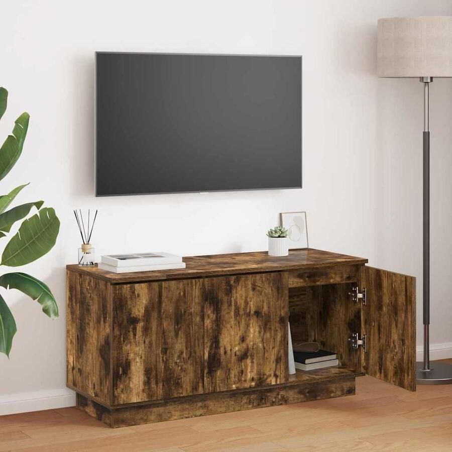 VidaXL TV-kast Gerookt eiken 100 x 38 x 49 cm Bewerkt hout