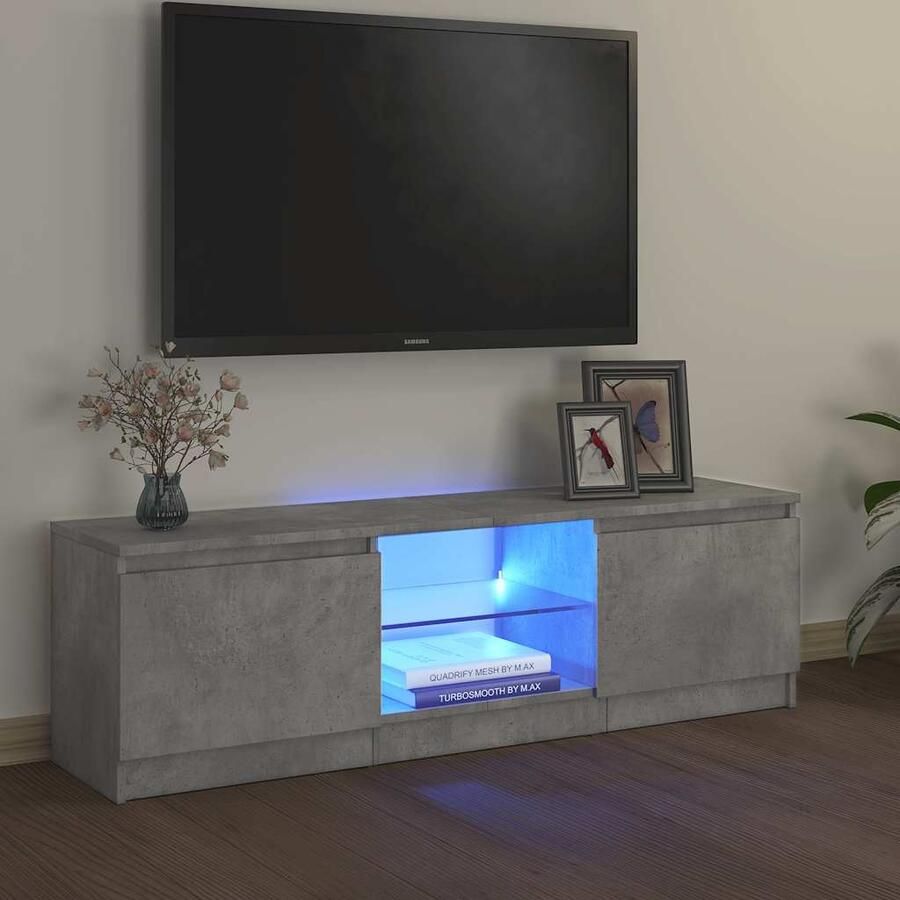 VidaXL Tv-meubel met LED-verlichting 120x30x35 5 cm betongrijs