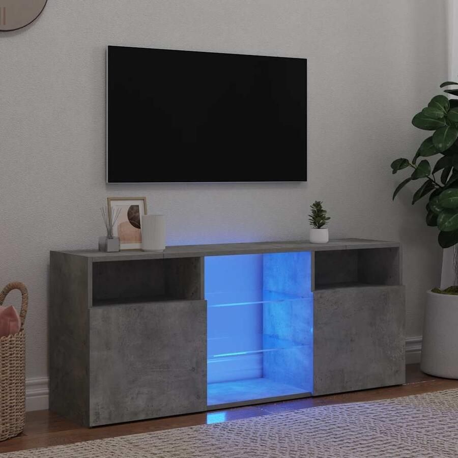 VidaXL Tv-meubel met LED-verlichting 120x30x50 cm betongrijs