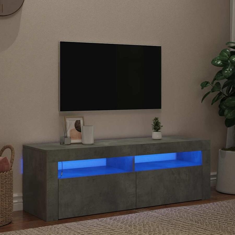 VidaXL Tv-meubel met LED-verlichting 120x35x40 cm betongrijs