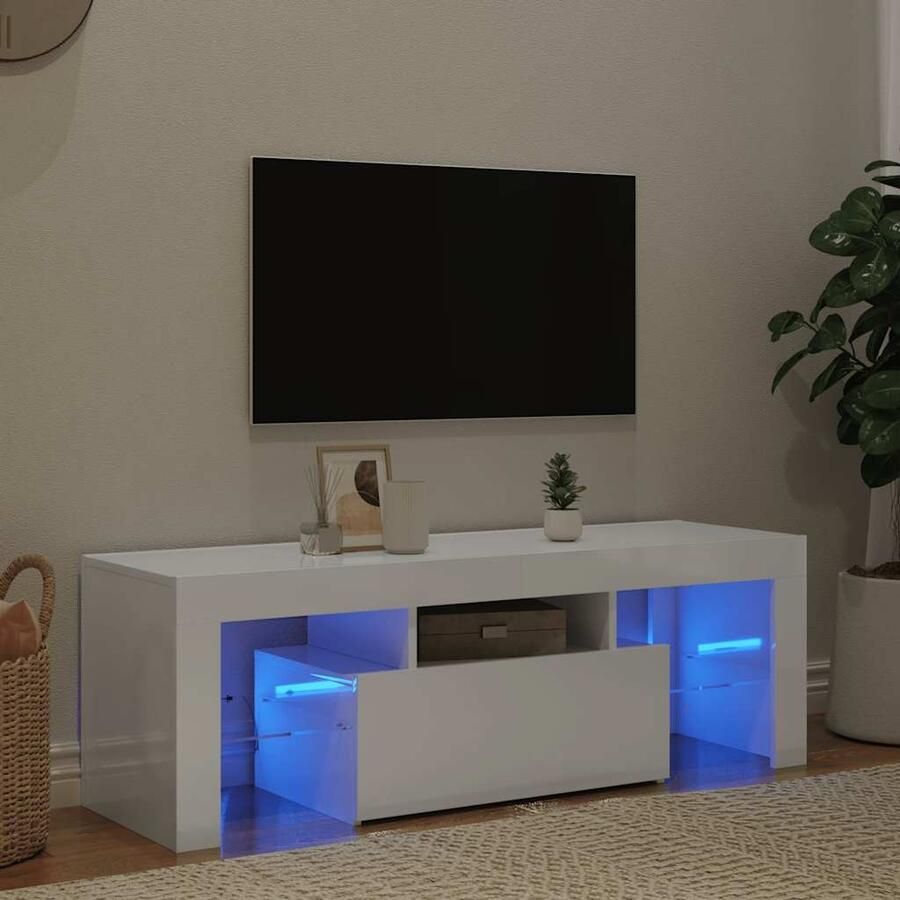 VidaXL Tv-meubel met LED-verlichting 120x35x40 cm hoogglans wit